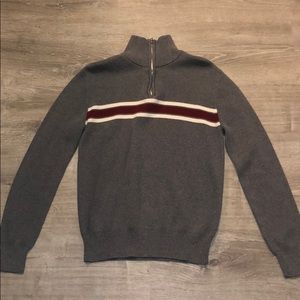 Gray & Red 1/4 Zip Sweater